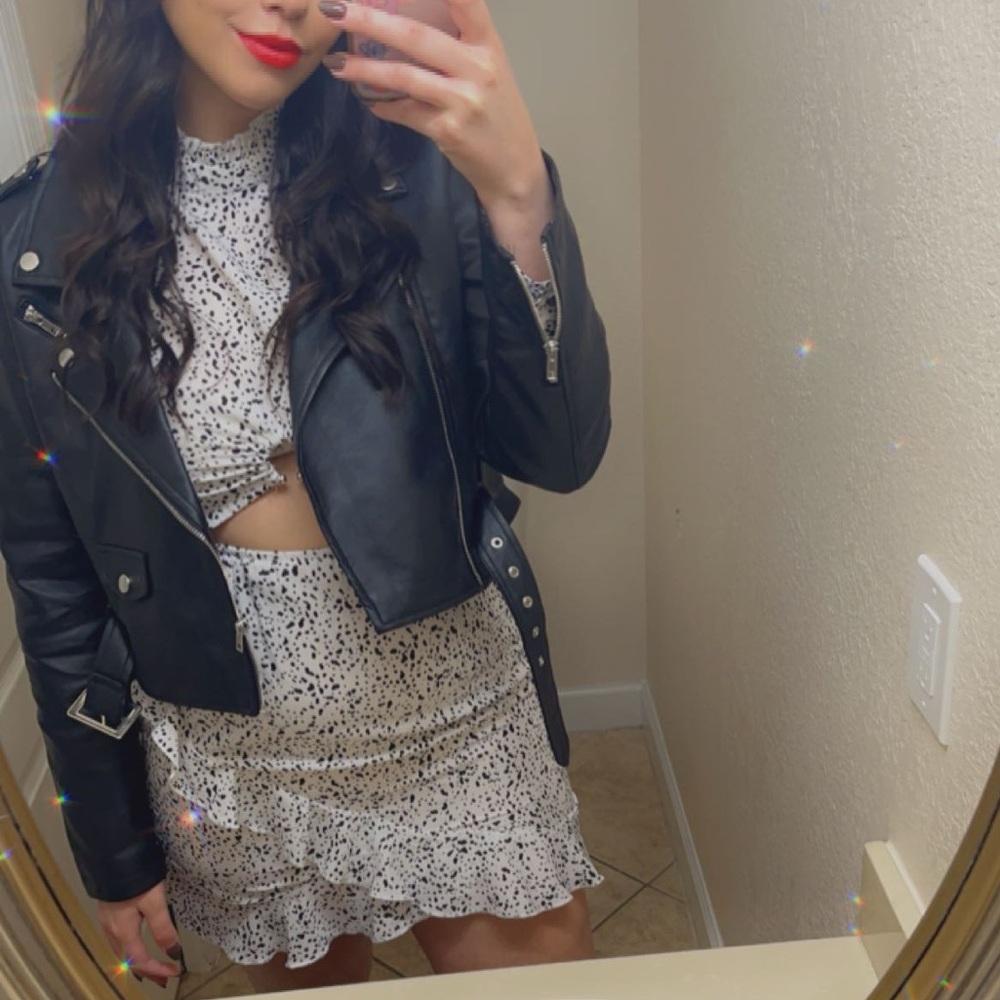 Stylish Black and White Spotted Dress
